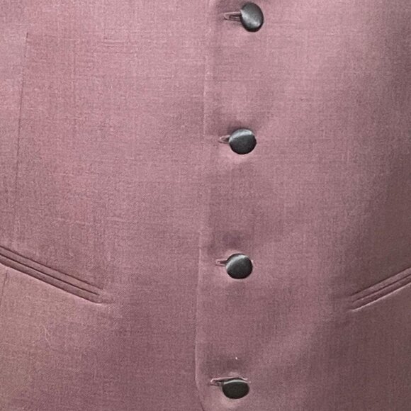 IKE BEHAR SLIM FIT TUXEDO; COAT PANT; VEST - BURGUNDY - Picture 13 of 14